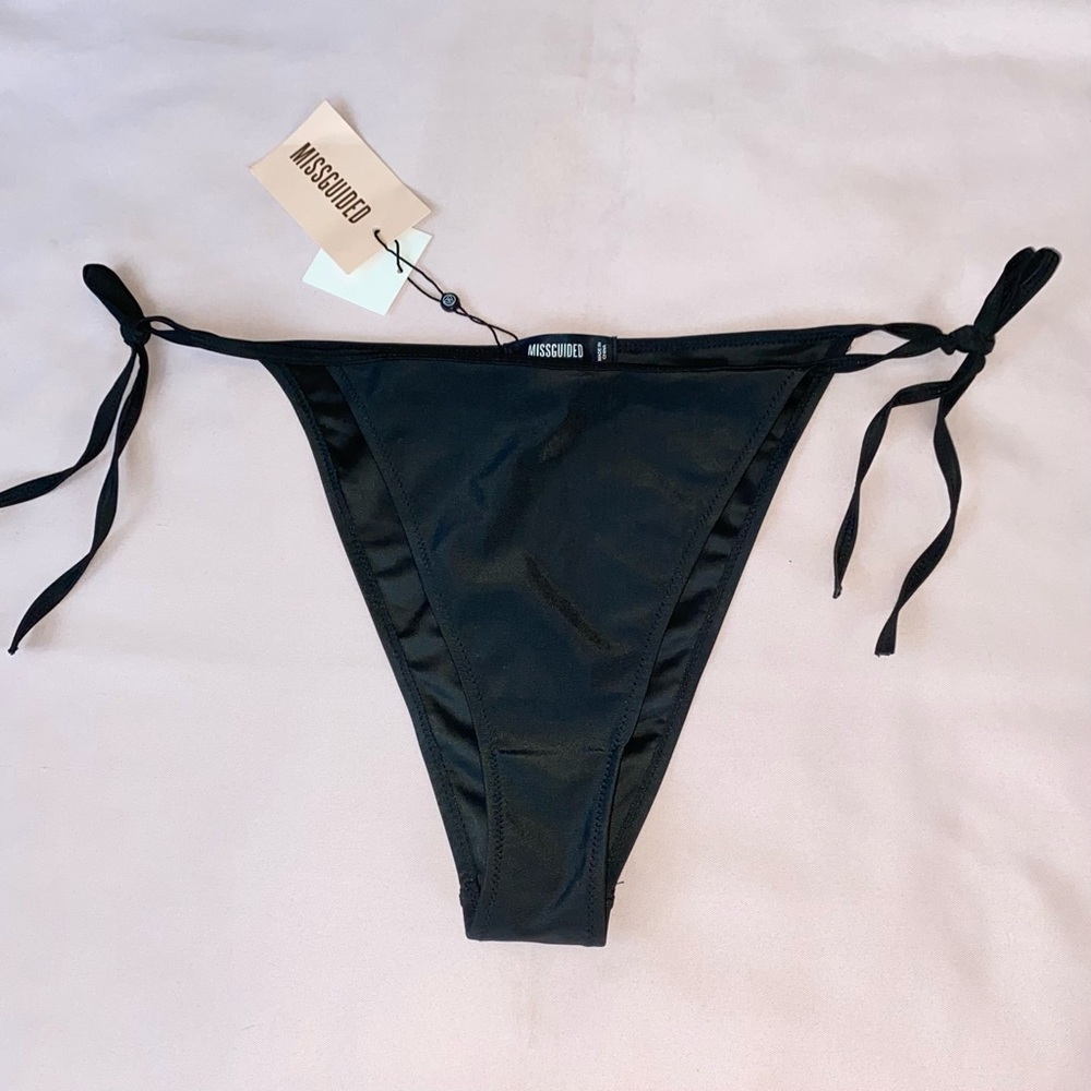 Missguided Black Triangle Tie Bikini Bottoms, US 6